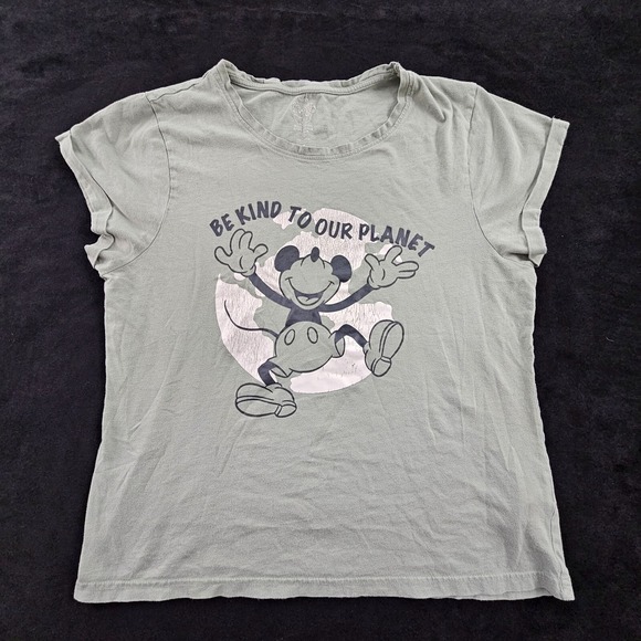 Disney Tops - Be Kind to Our Planet Mickey Mouse Disney Green Short Sleeve T-Shirt Women's M